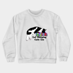 Let sleeping Cats Lie Cute tuxedo cat copyright by TeAnne Crewneck Sweatshirt